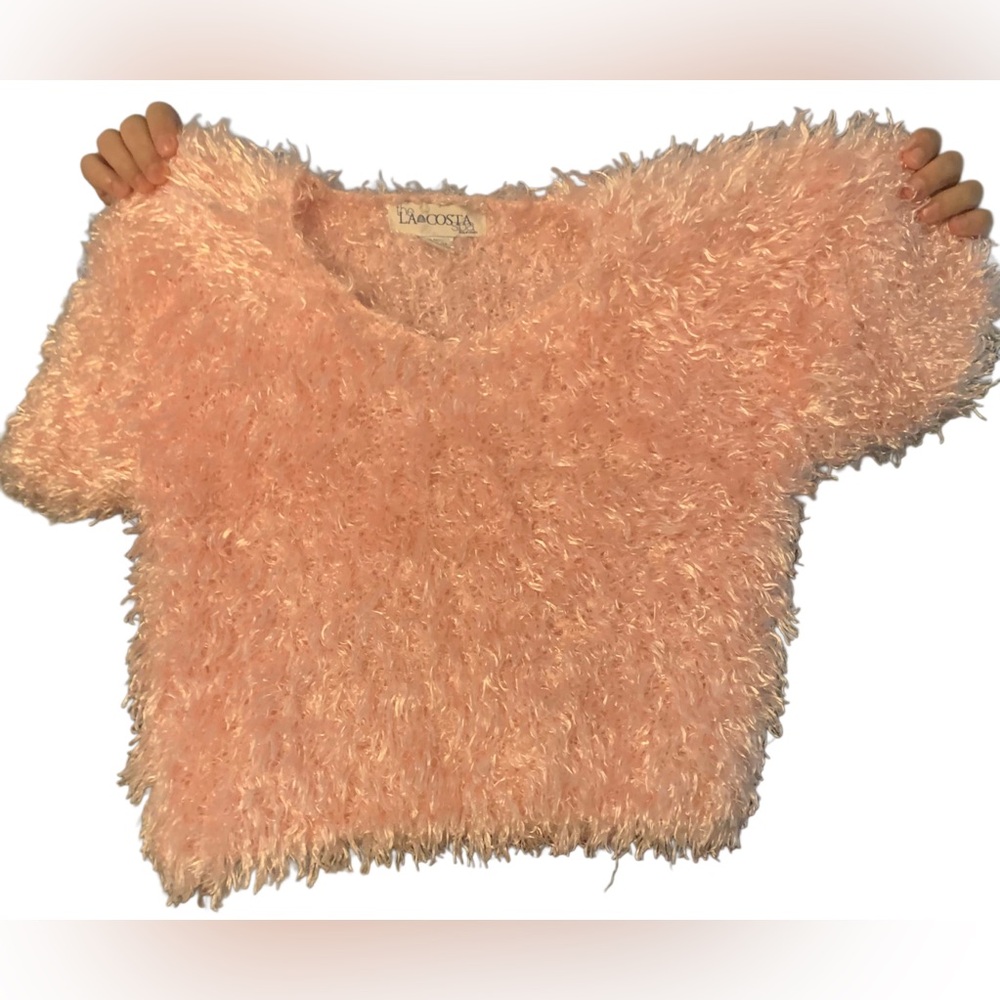 LA COSTA SPA CALIFORNIA Vintage-Circa 1971- Pink Fuzzy Sweater. Size Large.